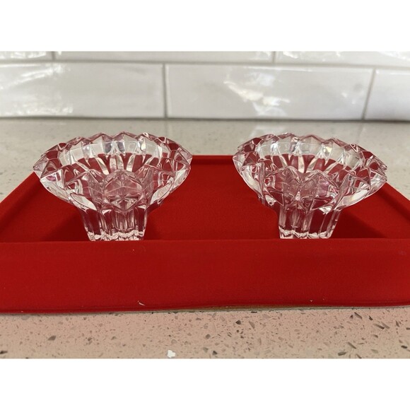 Pair Cristal D'Arques Cheverny Candle Holders For Tapers Or Tealights France NIB - Picture 2 of 8